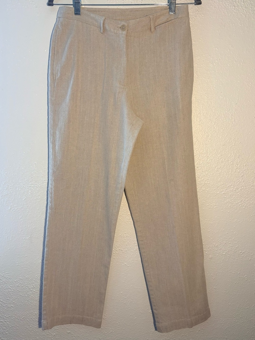 Vintage 90s Liz Claiborne Linen High Rise Pleated Trousers Beige Pants 10 Petite